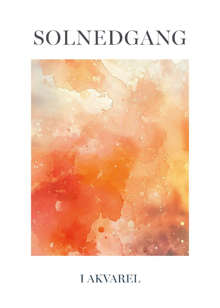 Solnedgang i akvarel - indrammet