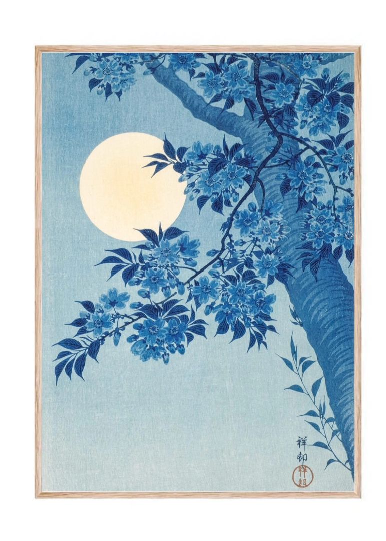 Blossoming Cherry on a Moonlit Night