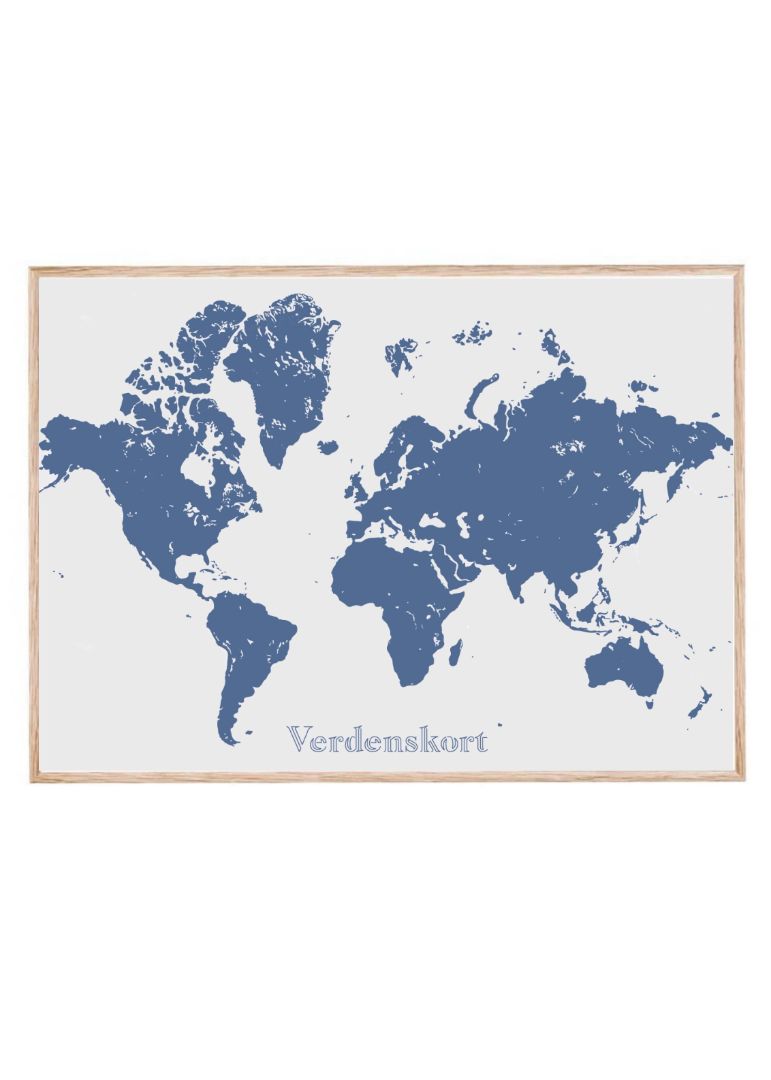 Verdenskort - blå