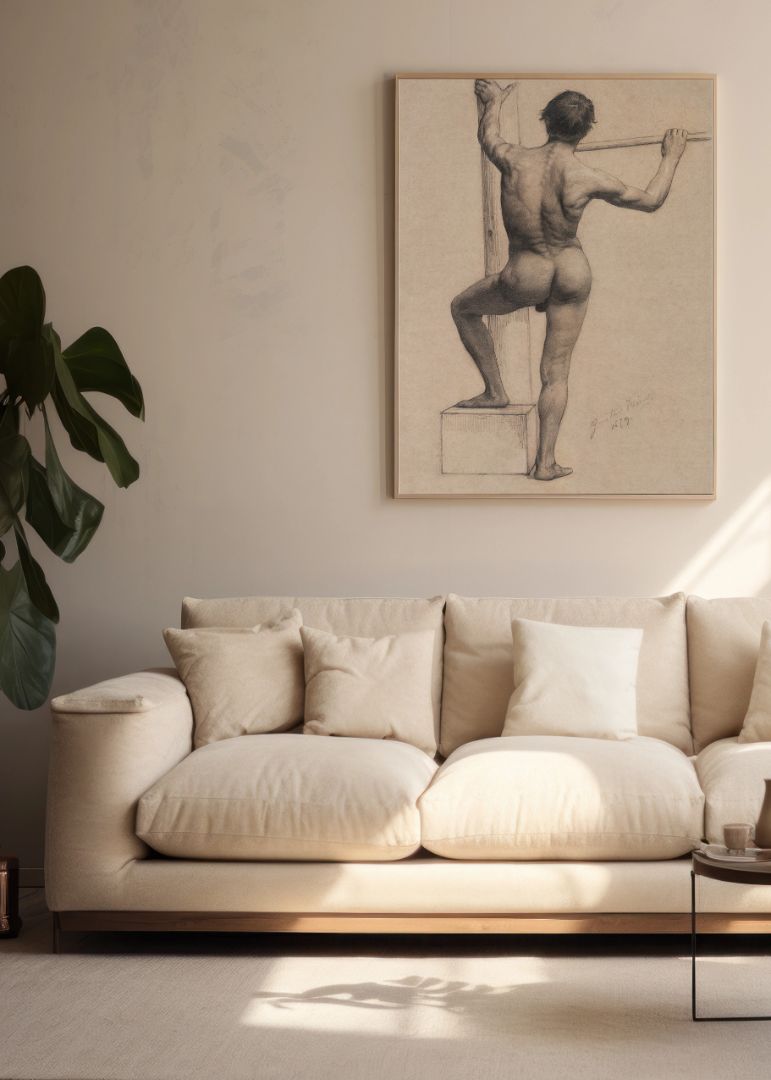 Male Nude with Left Foot on a Pedestal