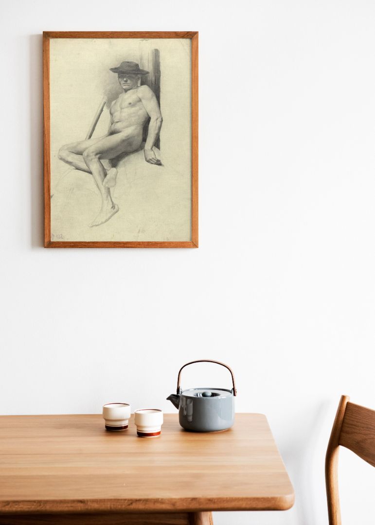 Seated Male Nude with Hat