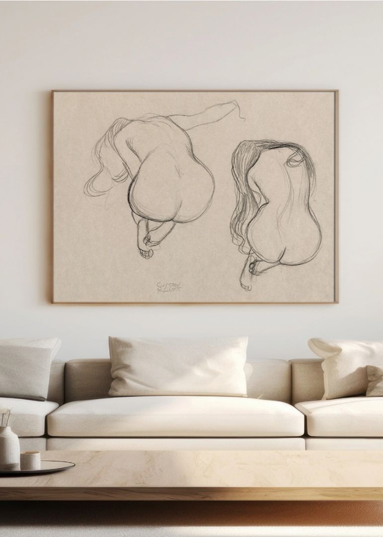 Two Studies of a Seated Nude with Long Hair