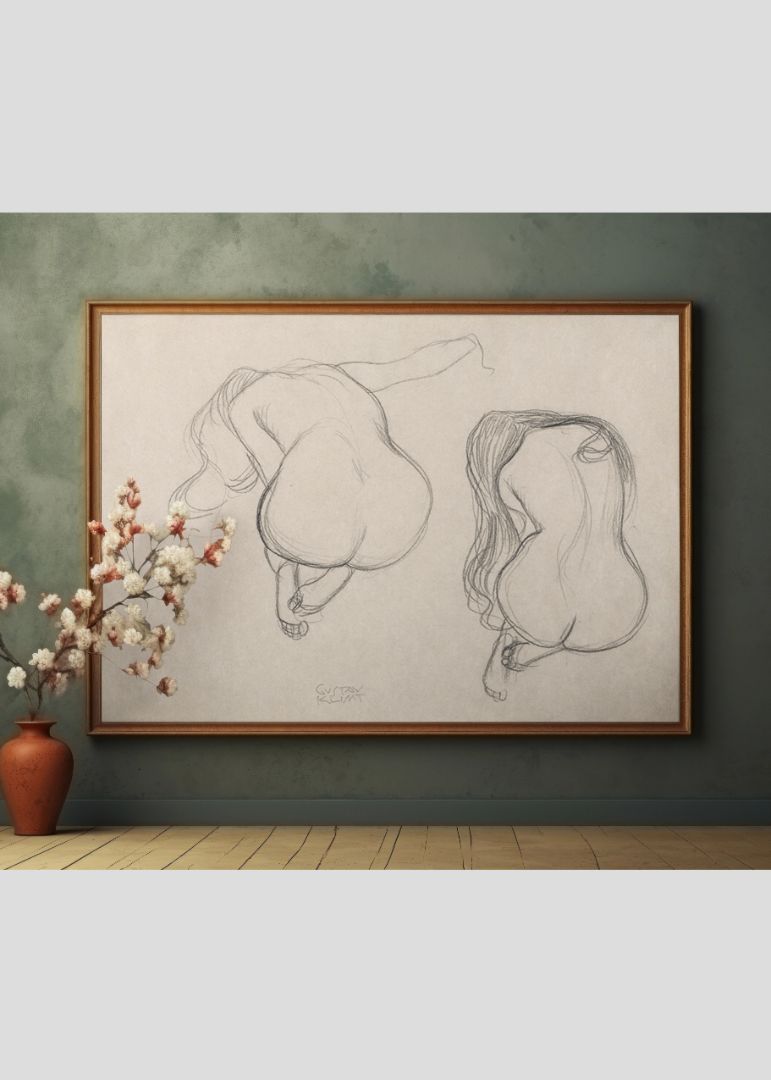Two Studies of a Seated Nude with Long Hair