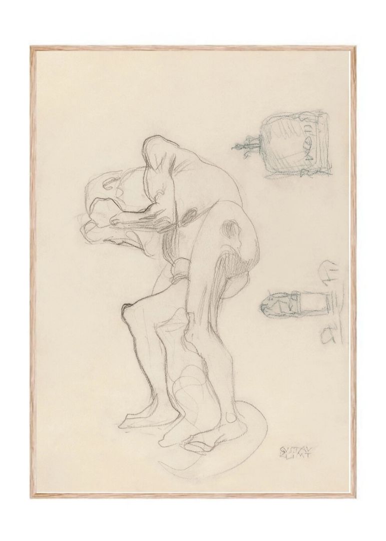 Study of a Nude Old Woman Clenching Her Fists, and Two Decorative Objects