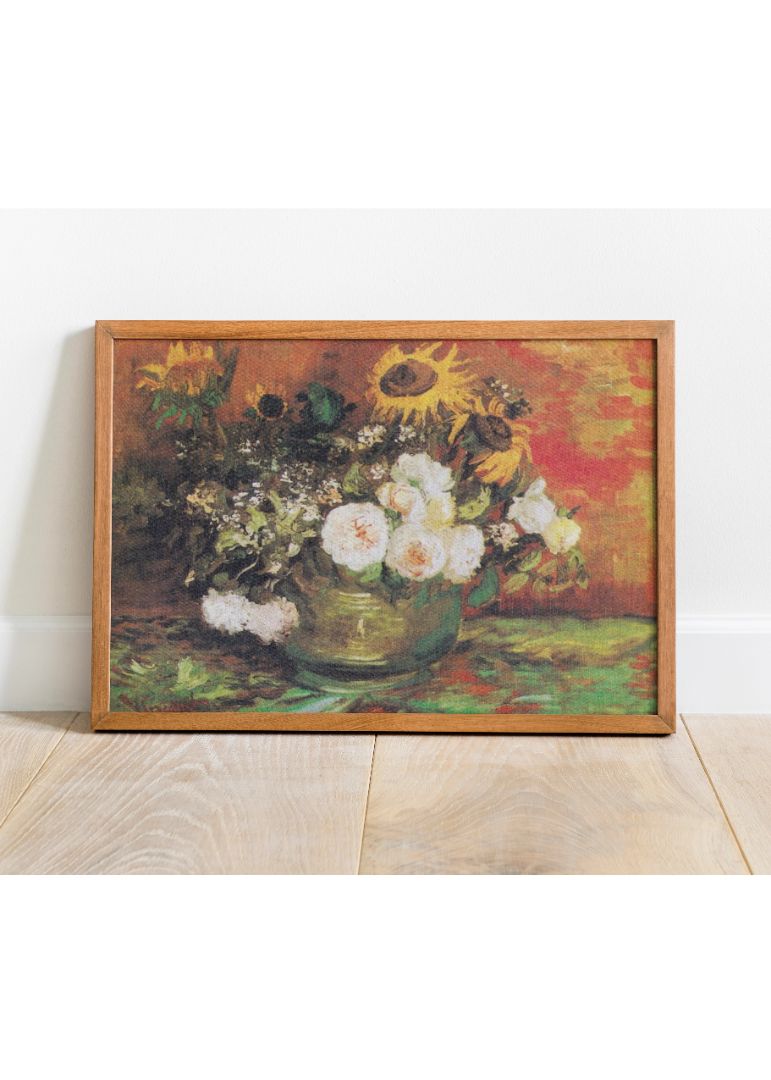 Bowl With Sunflowers Roses And Other Flowers (1886)