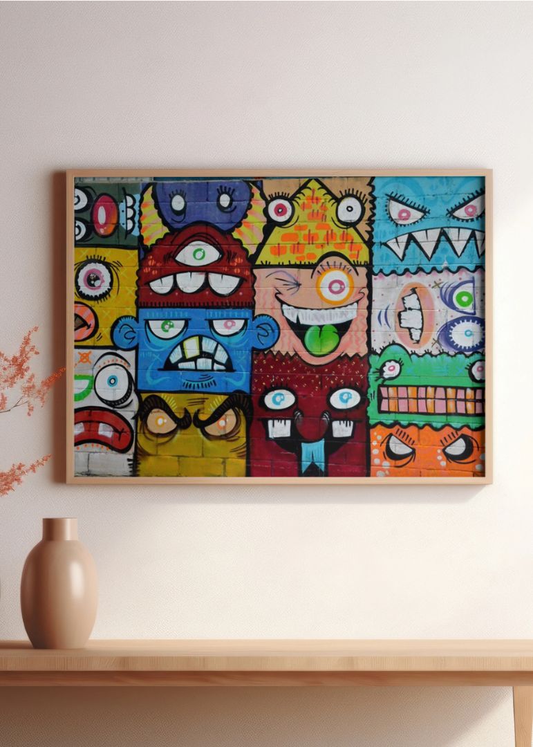 Colorful Monster Face Graffiti Art