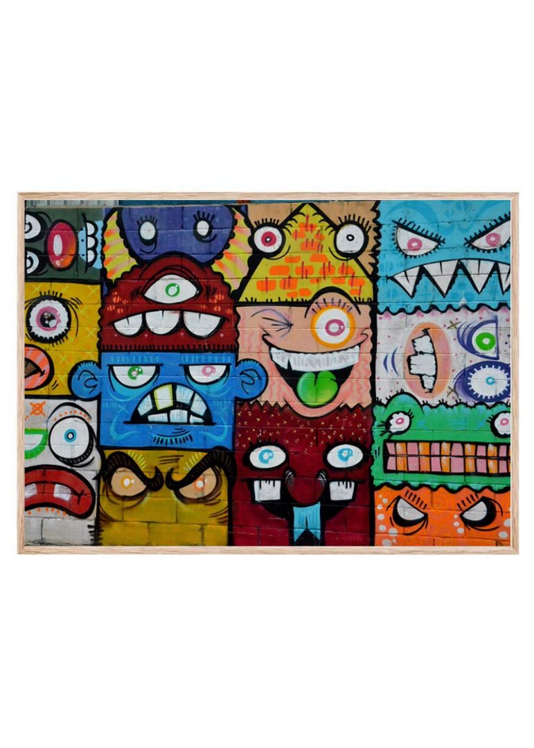 Colorful Monster Face Graffiti Art