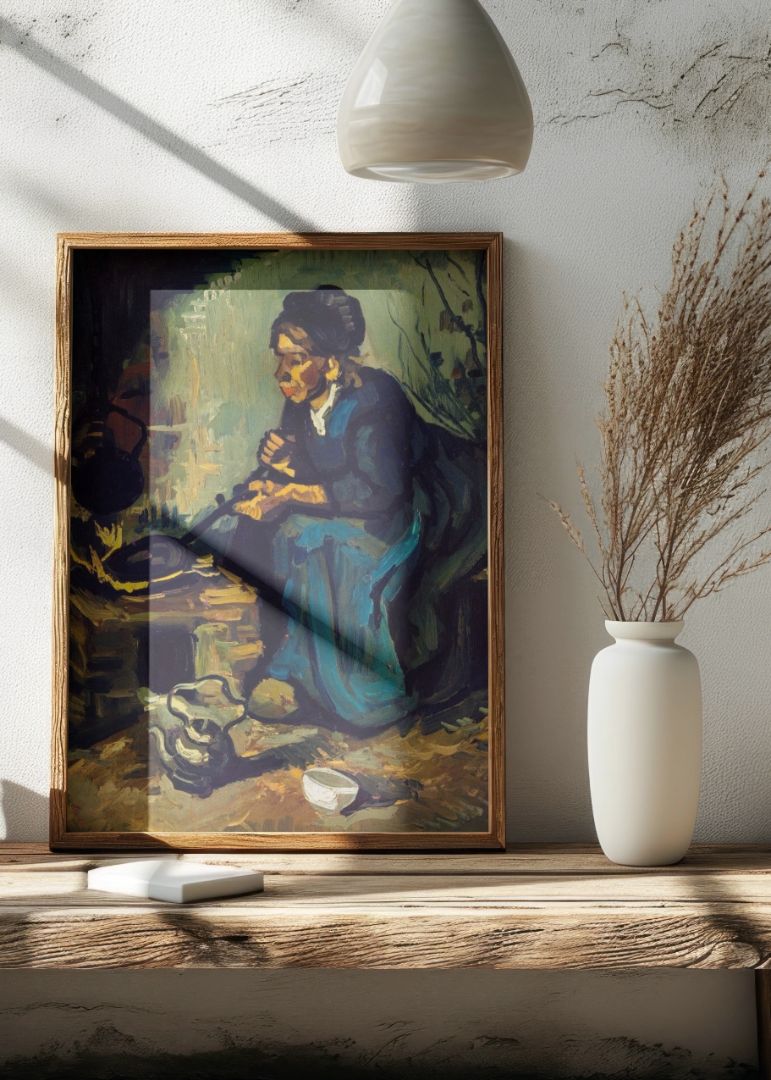 Peasant Woman Cooking by a Fireplace (1885)