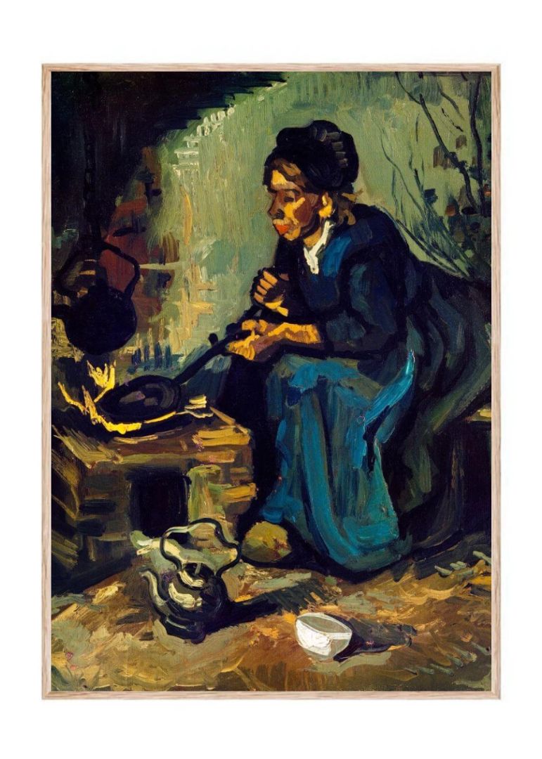 Peasant Woman Cooking by a Fireplace (1885)