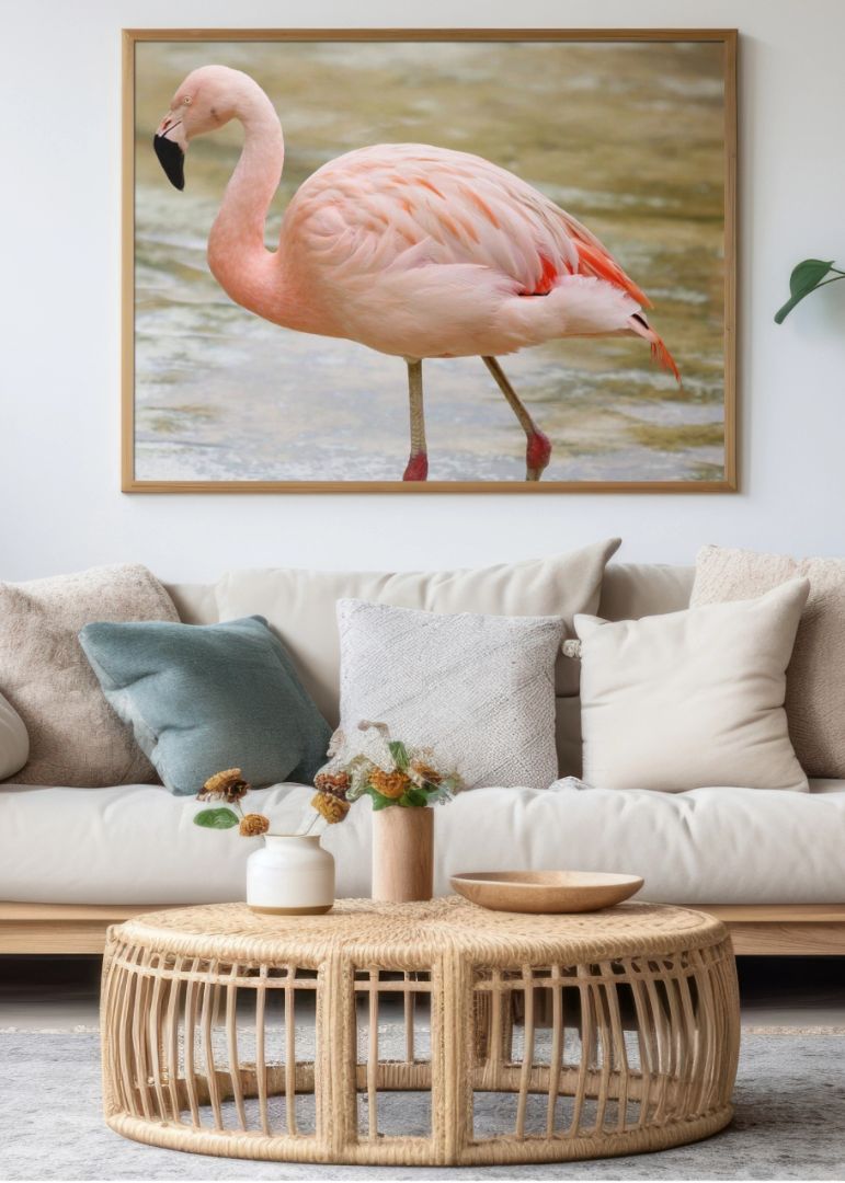 Flamingo Walking on Water