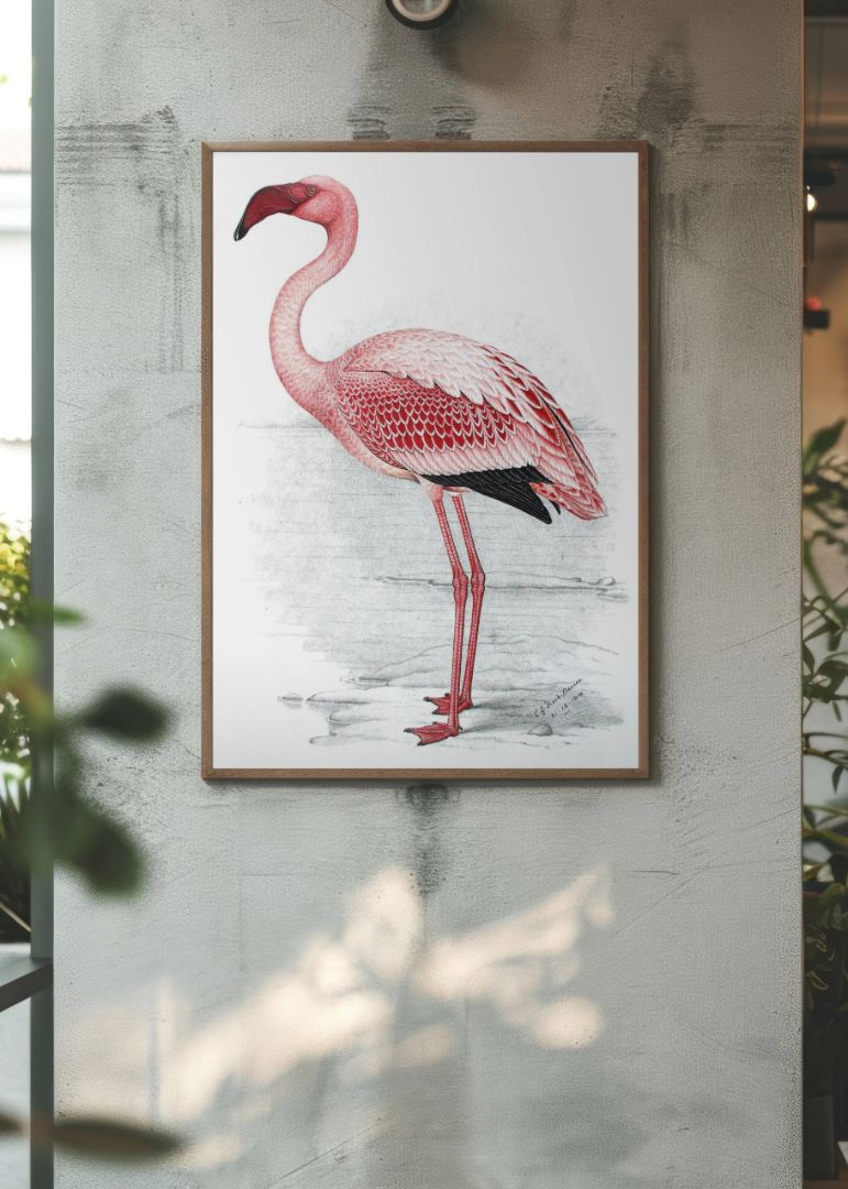 Painting of Lesser Flamingo