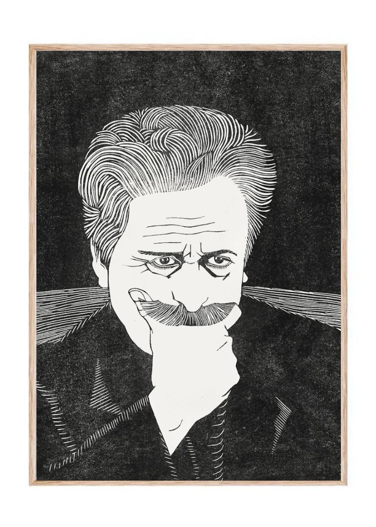 Self-portrait with hand on mustache
