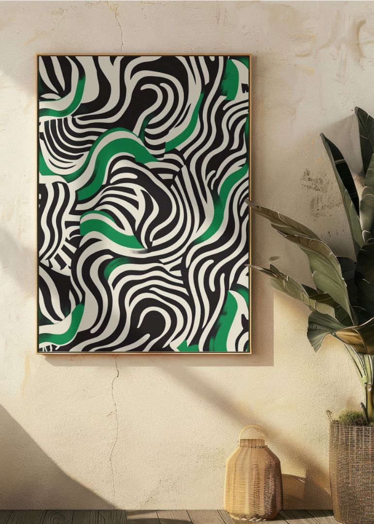 intertwined blak and white