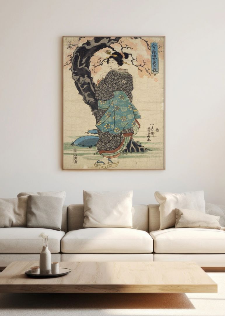 japanese arts women by tree