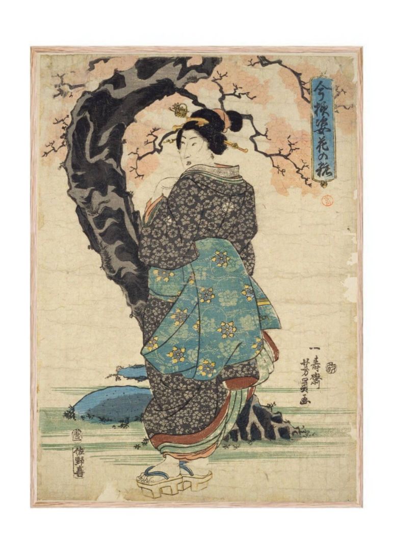 japanese arts women by tree