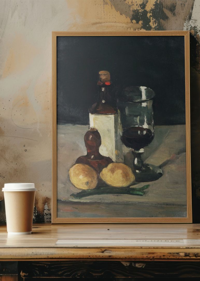 Still Life with Bottle, Glass, and Lemons