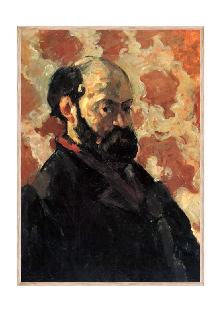 Self-portrait in front of a pink background