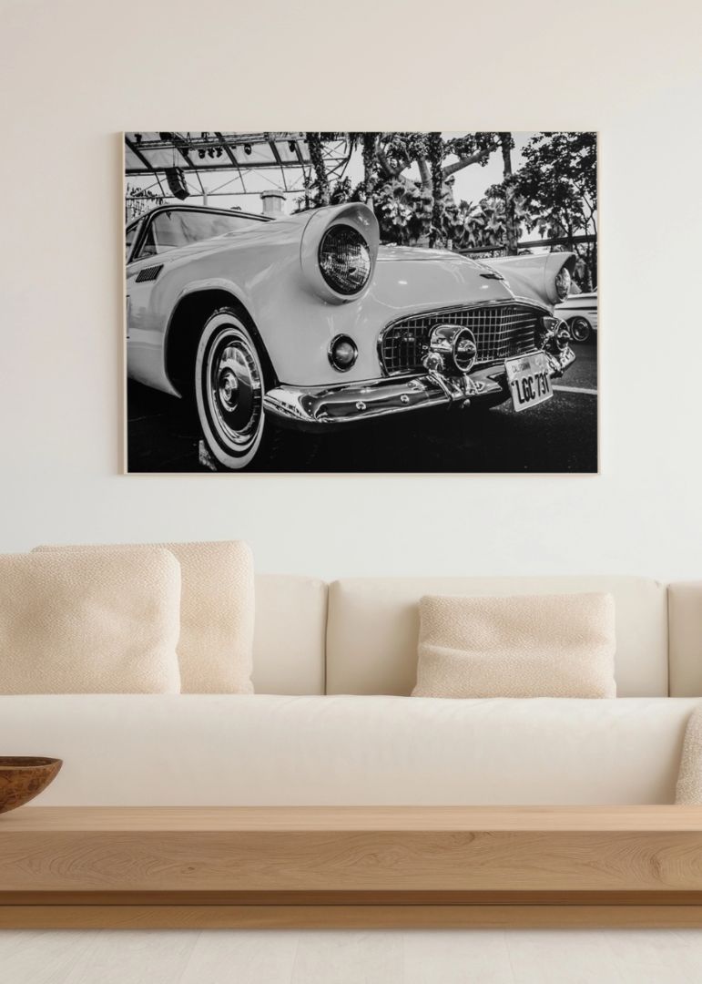 Black & White Vintage Car