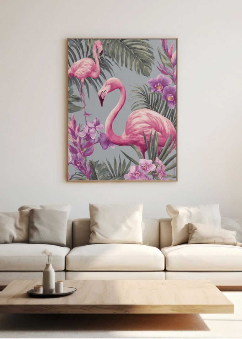 Flamingopar under palmer
