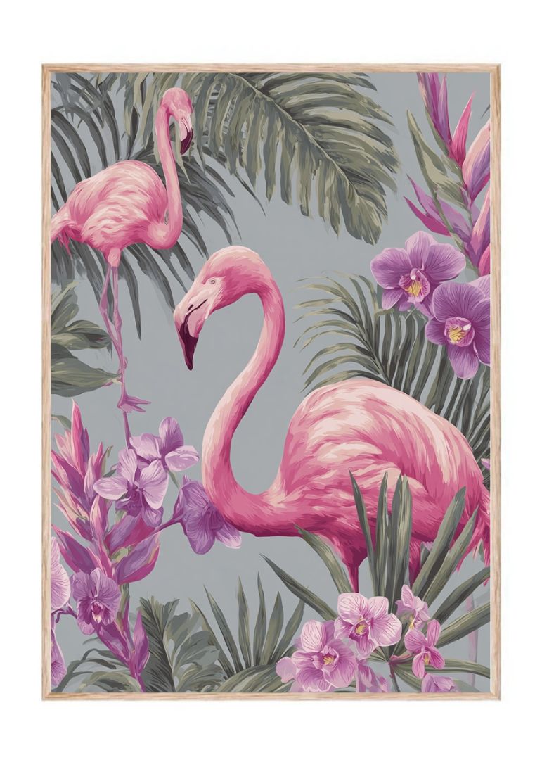 Flamingopar under palmer
