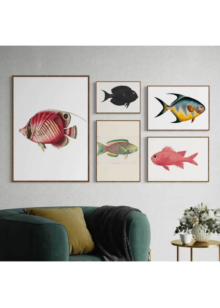 Farverig Fiskebilledvæg