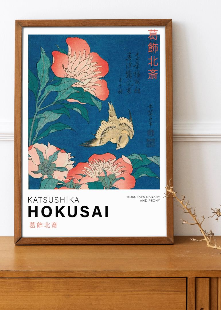 Canary and Peony - Katsushika