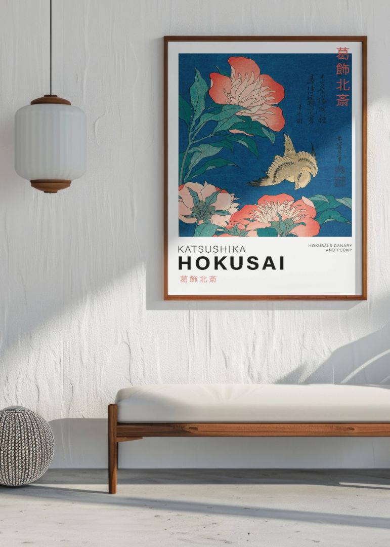 Canary and Peony - Katsushika