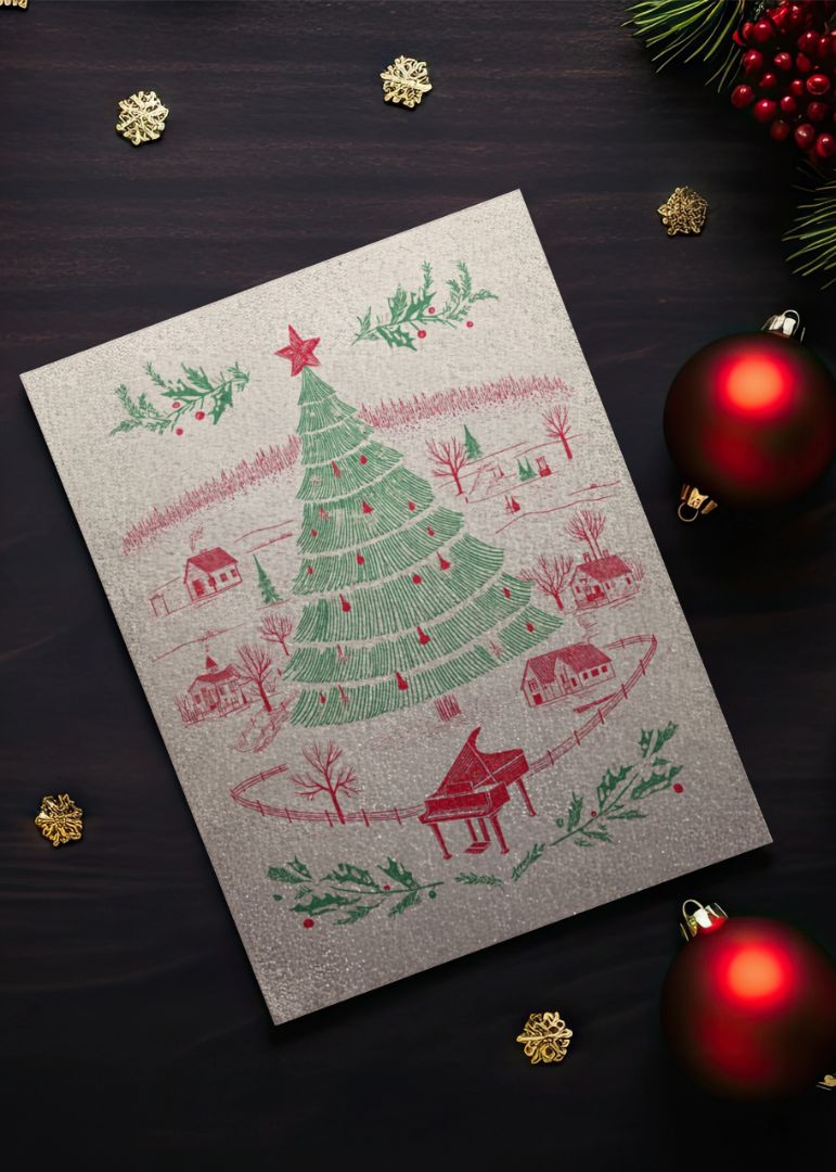 Vintage juletræ i vinterlandskab