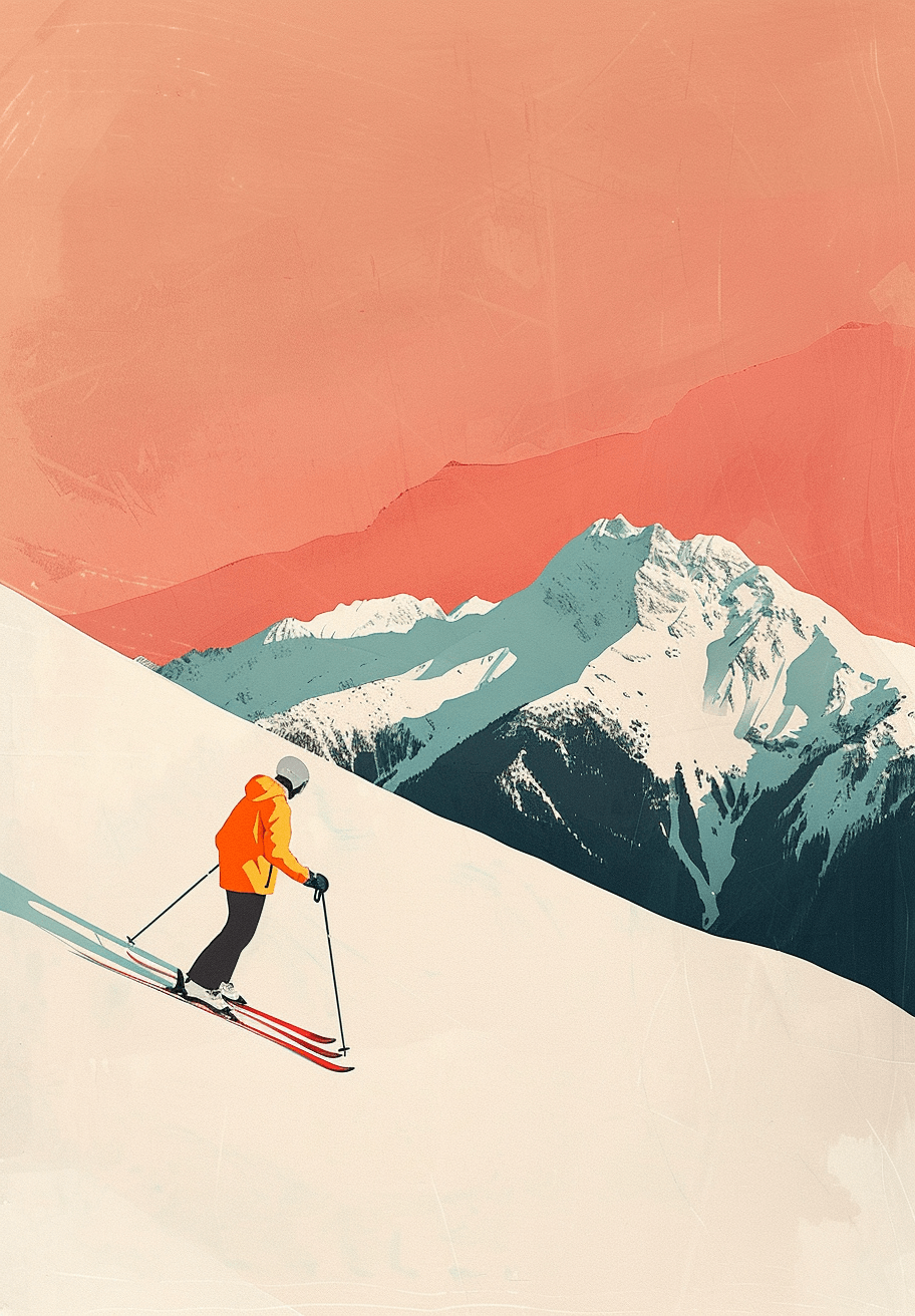 Downhill with a pink sky