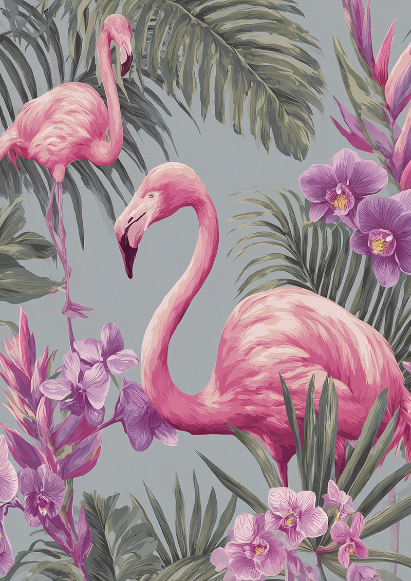 Flamingopar under palmer