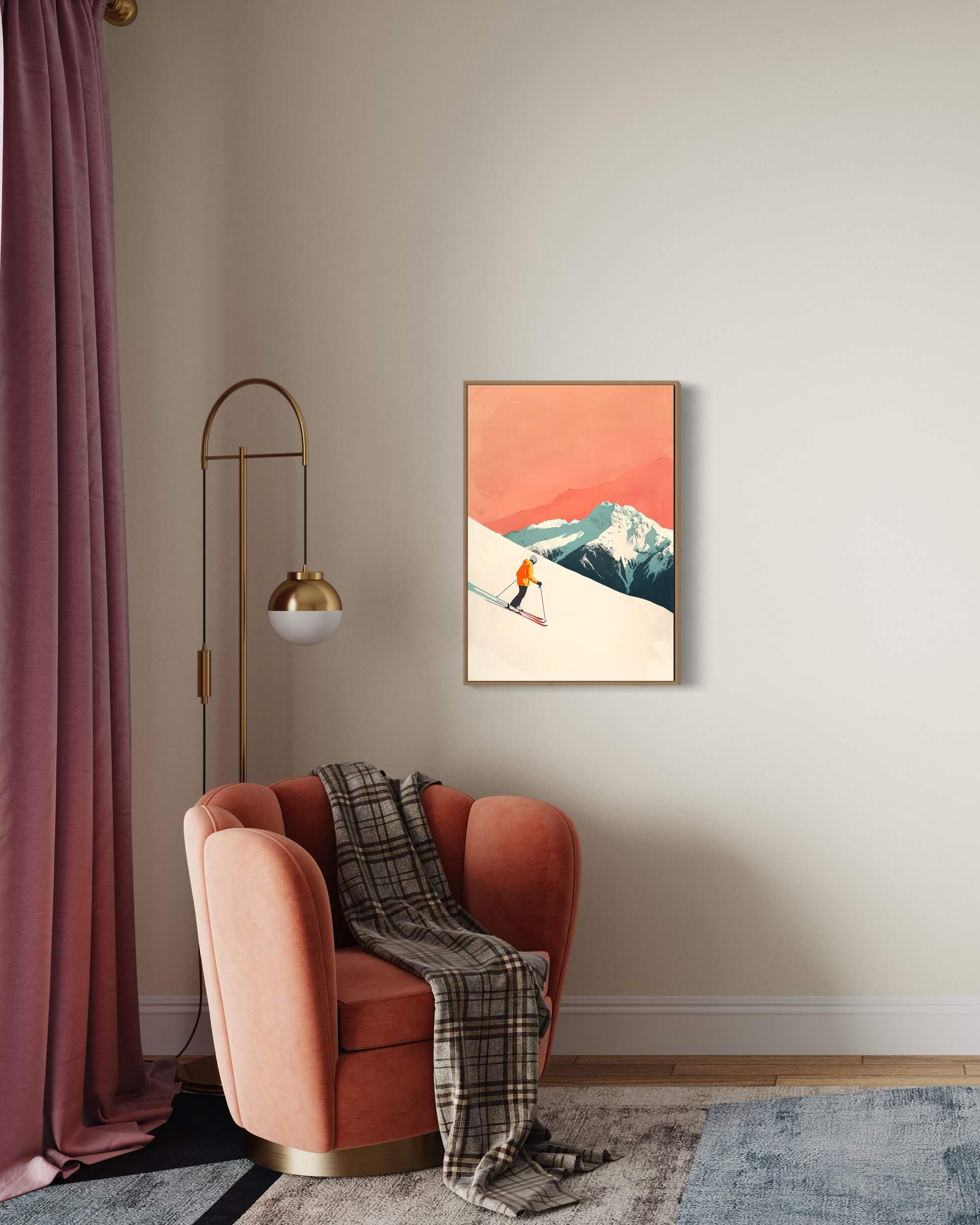 Downhill with a pink sky