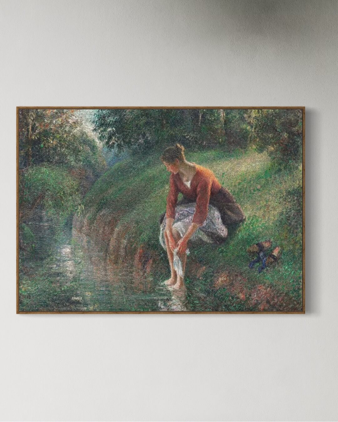 Woman Bathing Her Feet in a Brook