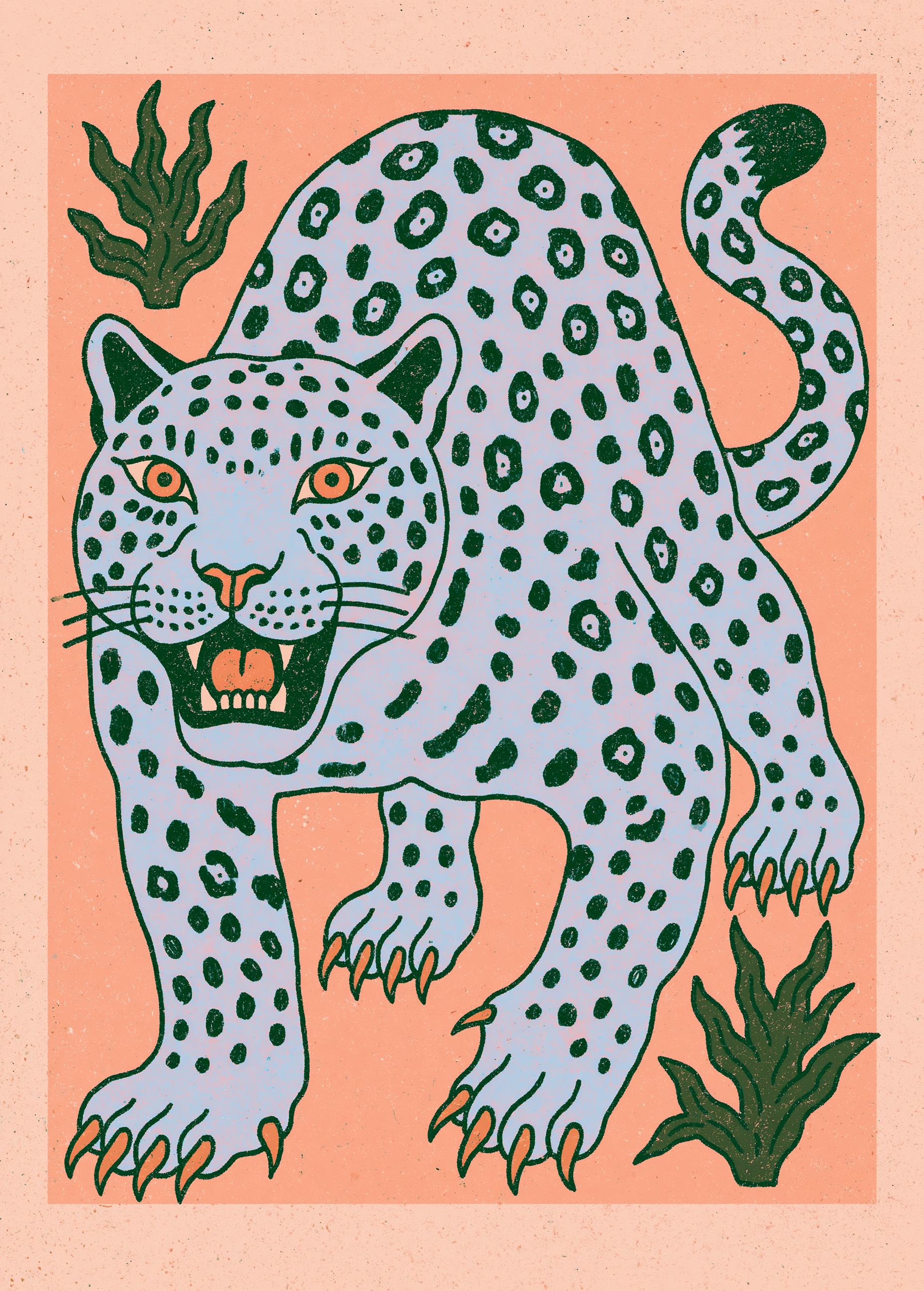 Lilla leopard på jagt
