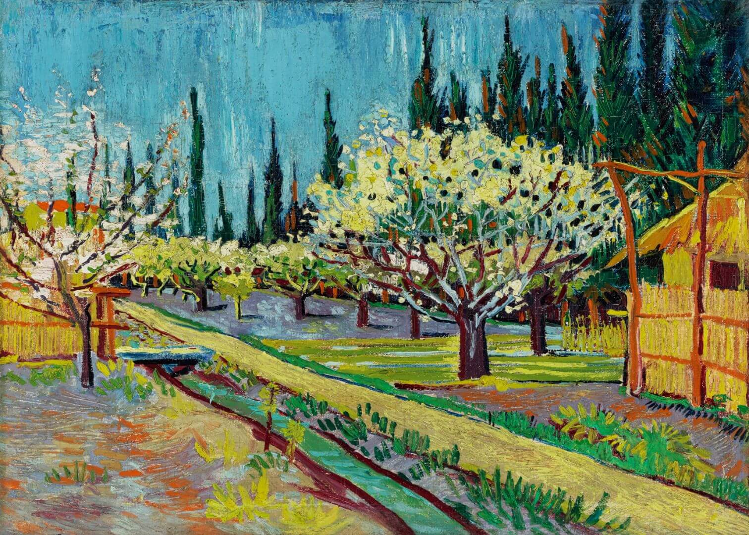 Orchard Bordered by Cypresses (1888)