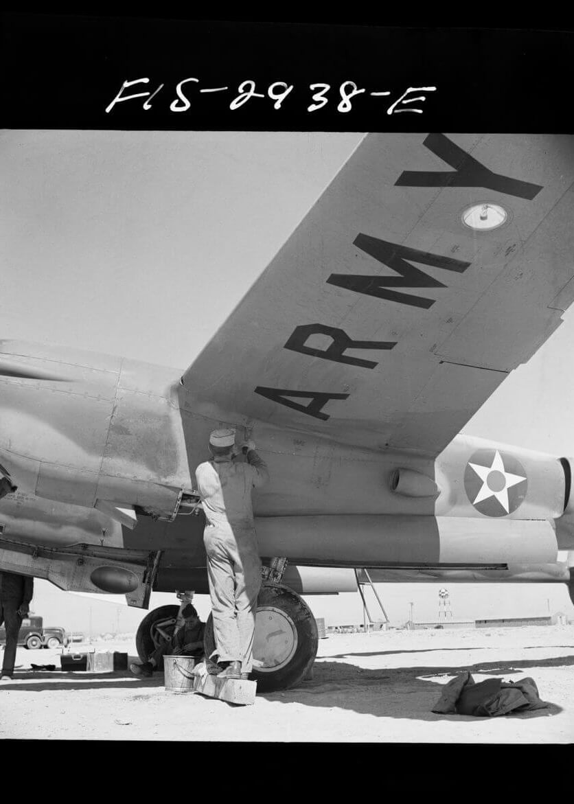 Repairing Army interceptor plane