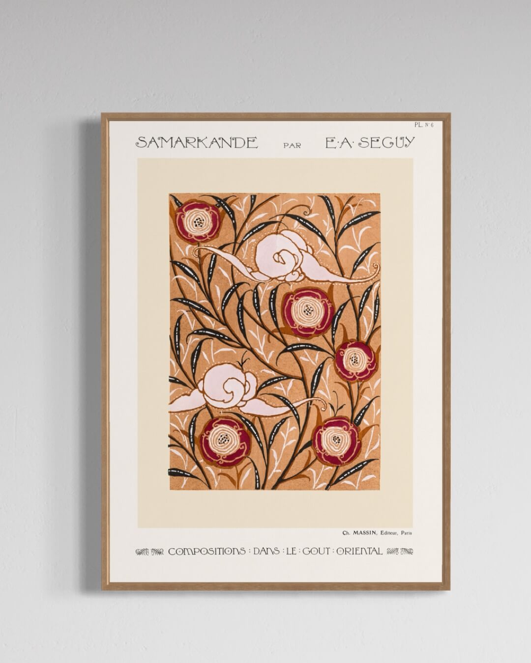 Rosa blomsterprint fra 1915