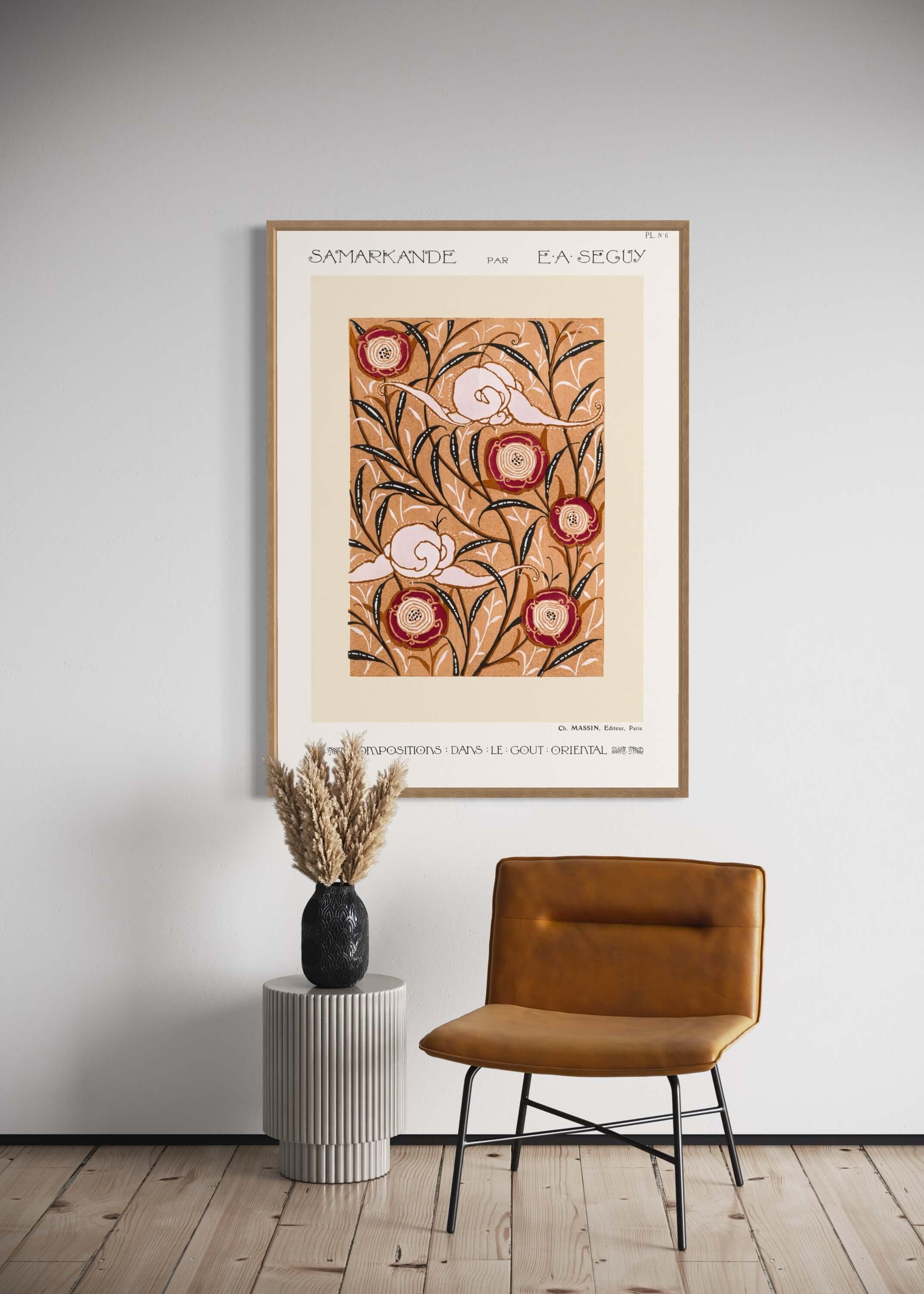 Rosa blomsterprint fra 1915