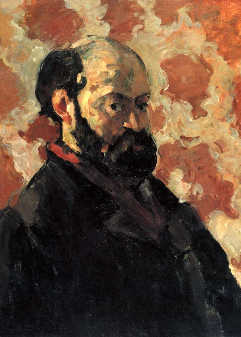 Self-portrait in front of a pink background