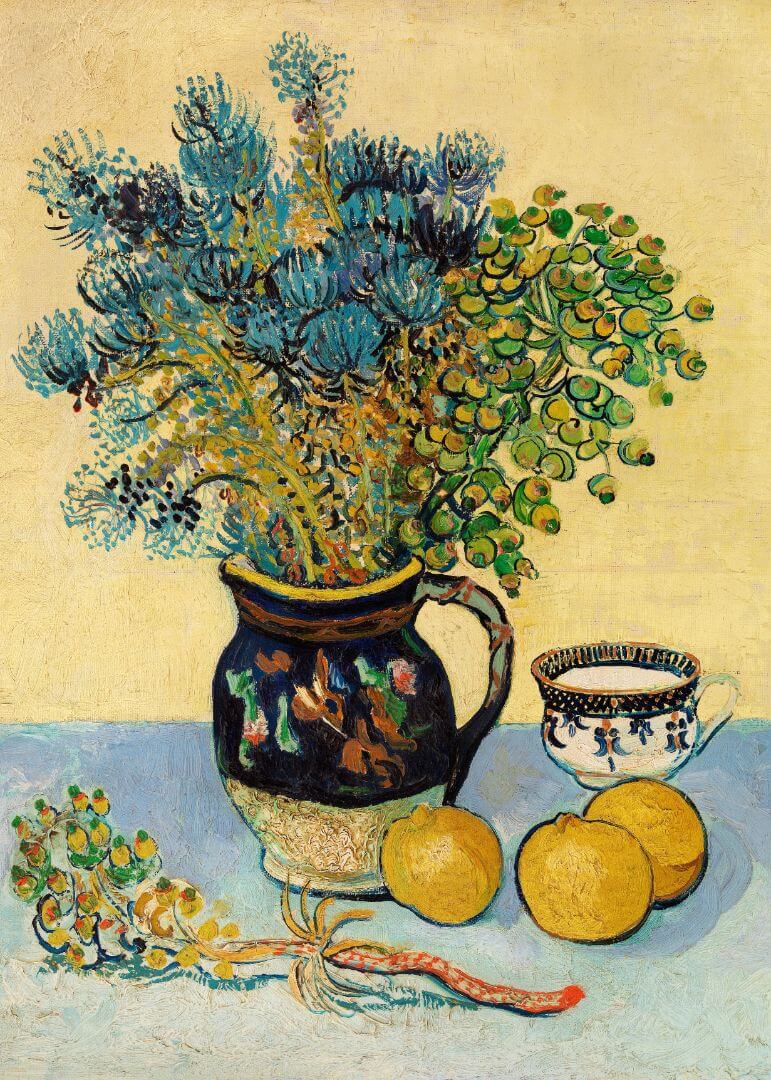 Still Life of Oranges and Lemons with Blue Gloves (1889)