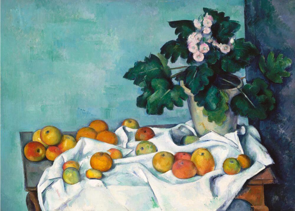 Still Life with Apples and a Pot of Primroses