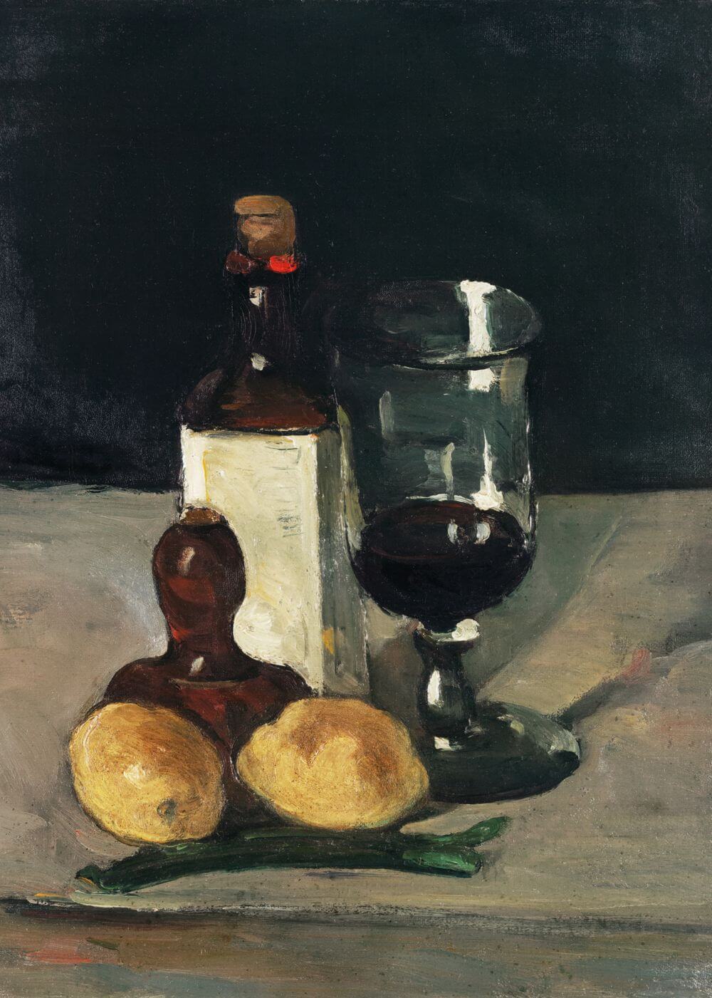 Still Life with Bottle, Glass, and Lemons