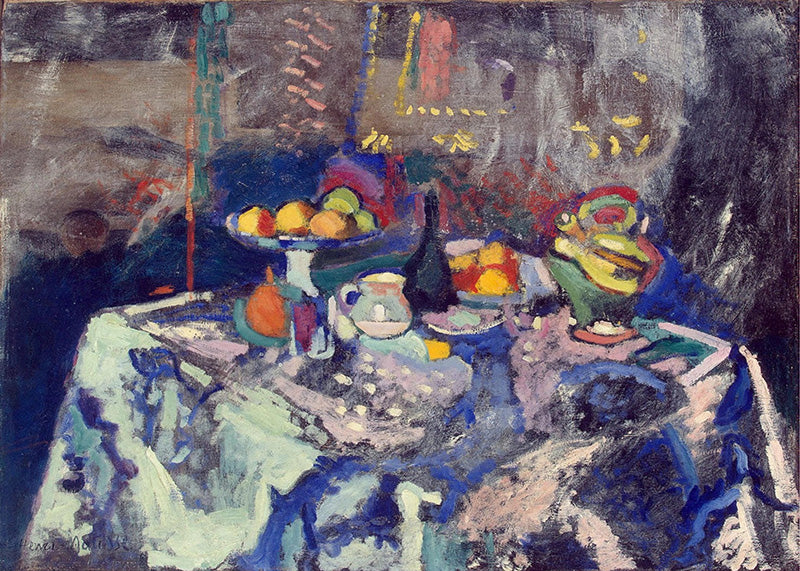 Still Life with Vase, Bottle and Fruit