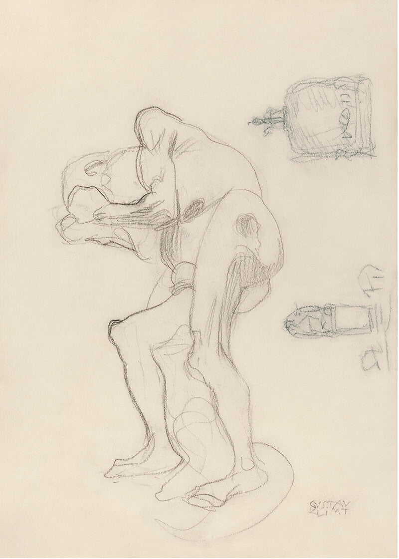 Study of a Nude Old Woman Clenching Her Fists, and Two Decorative Objects