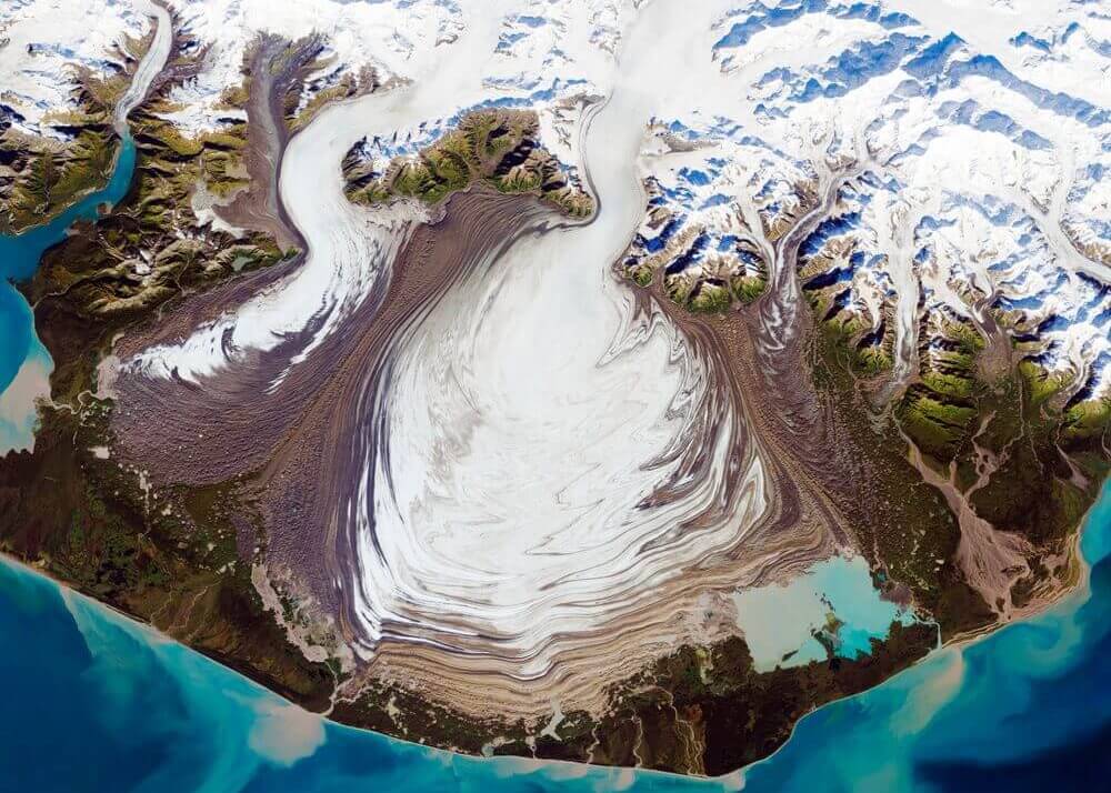 The ice of a piedmont glacier