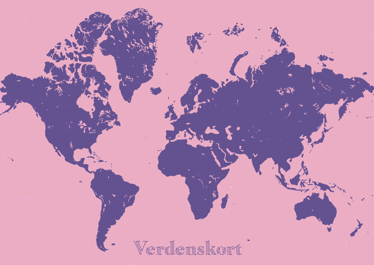 Verdenskort - lyserød