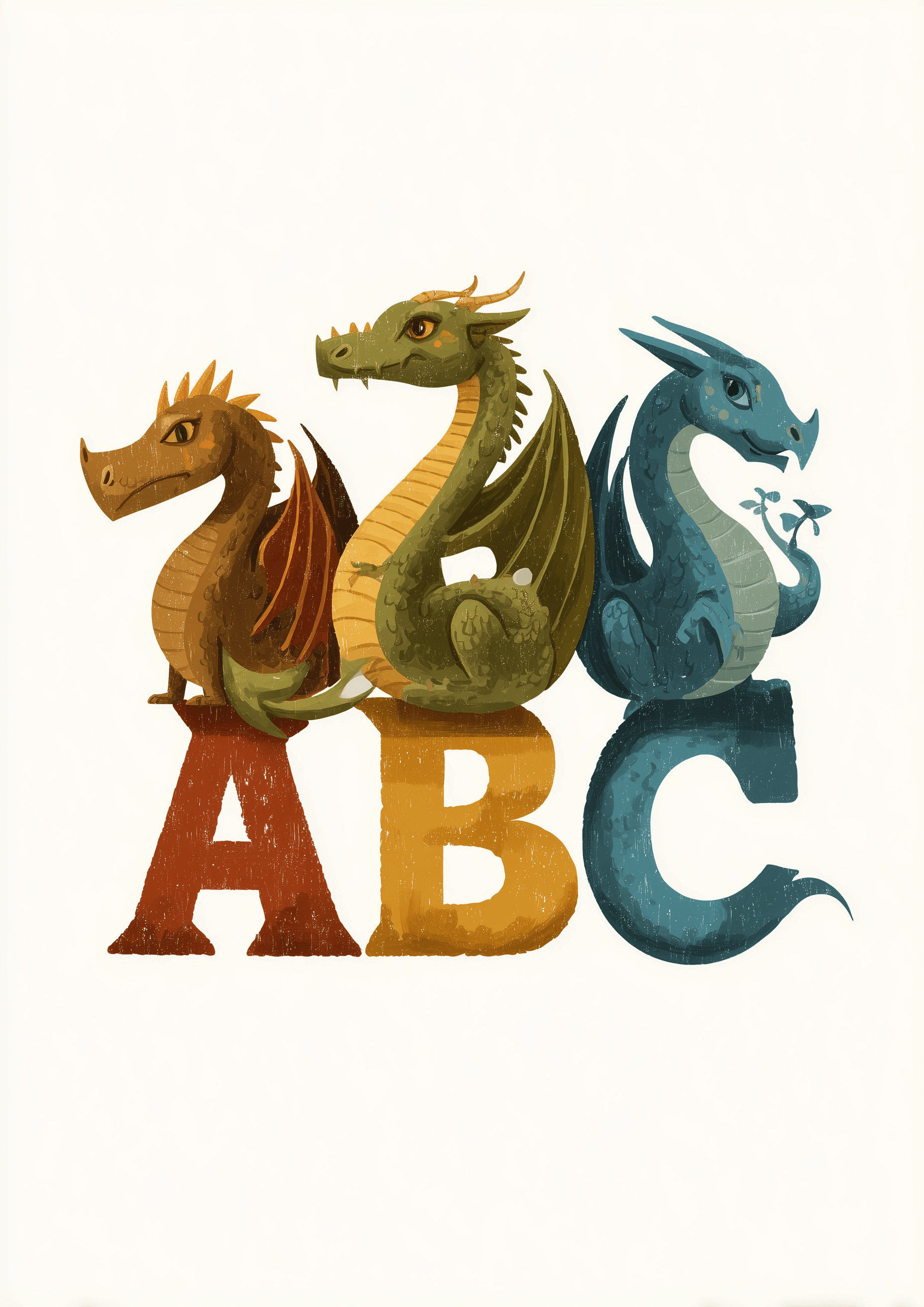 ABC Dragon-plakaten fra Posters har levende røde, gyldne og blå drager, der sidder på store A, B og C-bogstaver - et iøjnefaldende touch til ethvert børneværelse med sin skarpe hvide baggrund.
