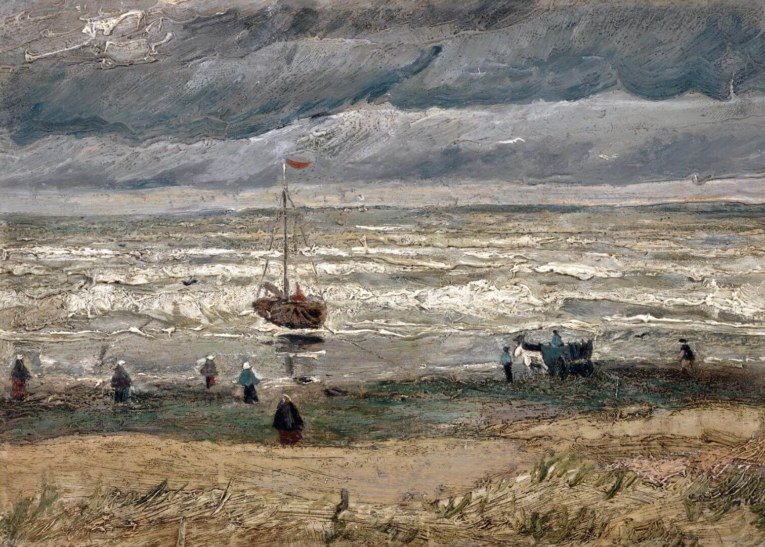 Beach at Scheveningen in Stormy Weather (1882)