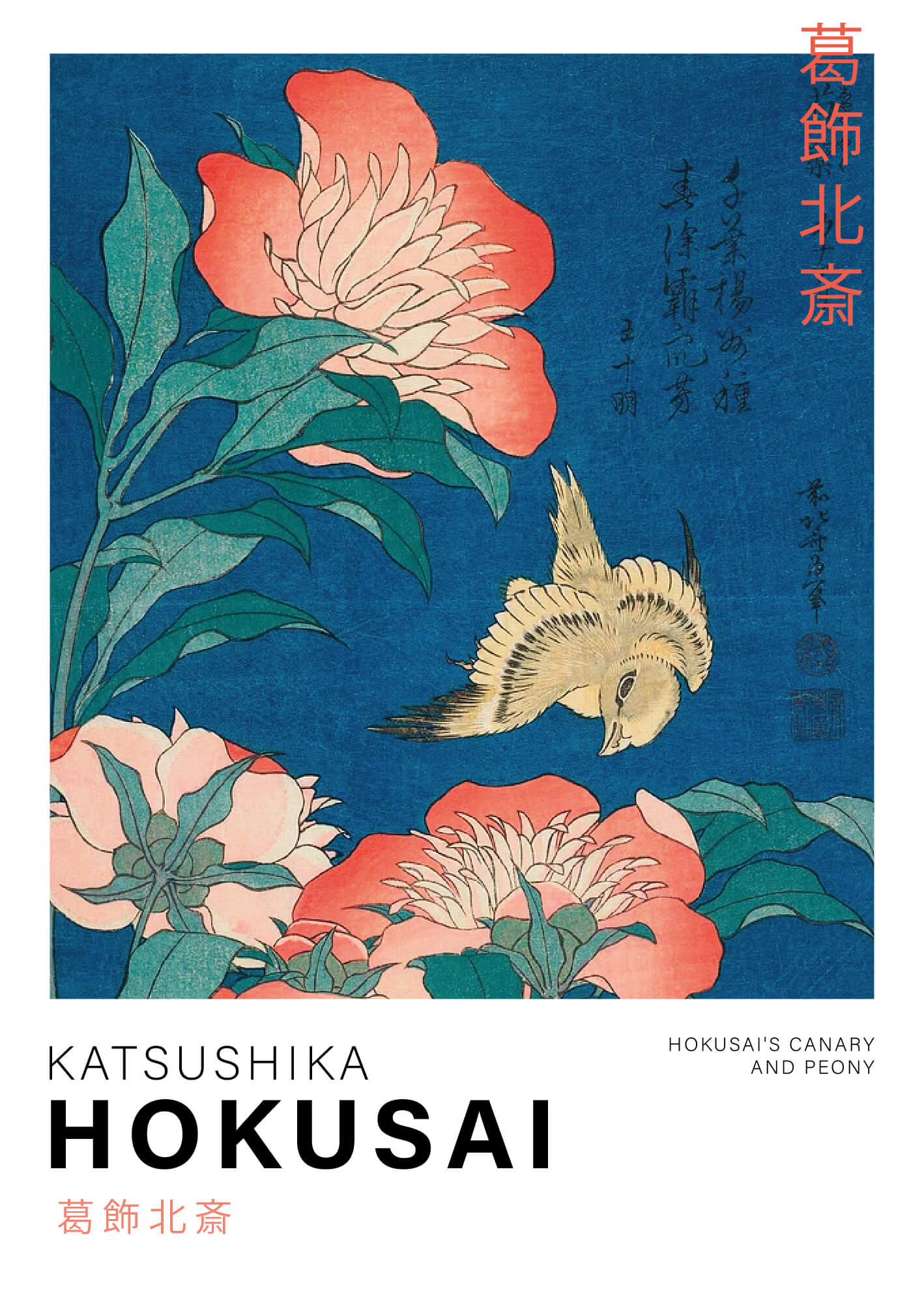 Canary and Peony - Katsushika