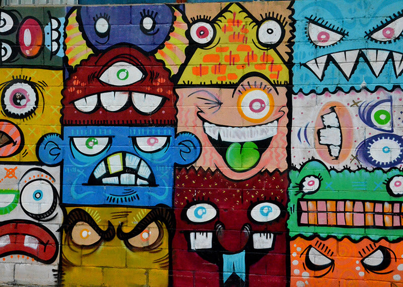 Colorful Monster Face Graffiti Art