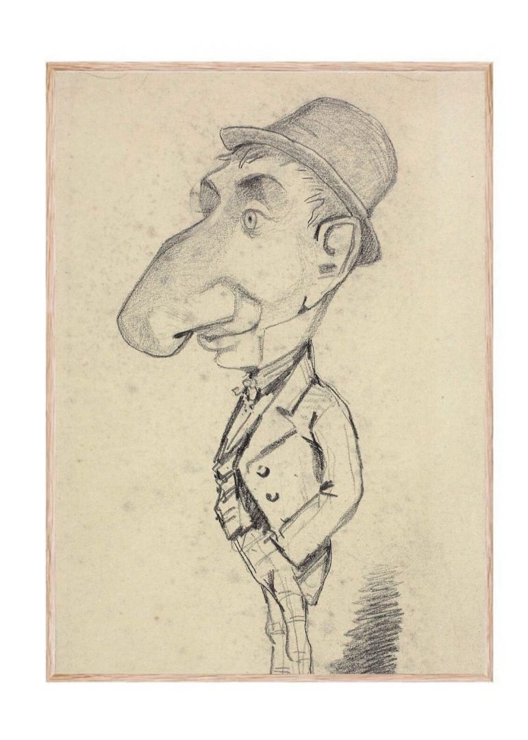 Caricature of a man with a Large Nose